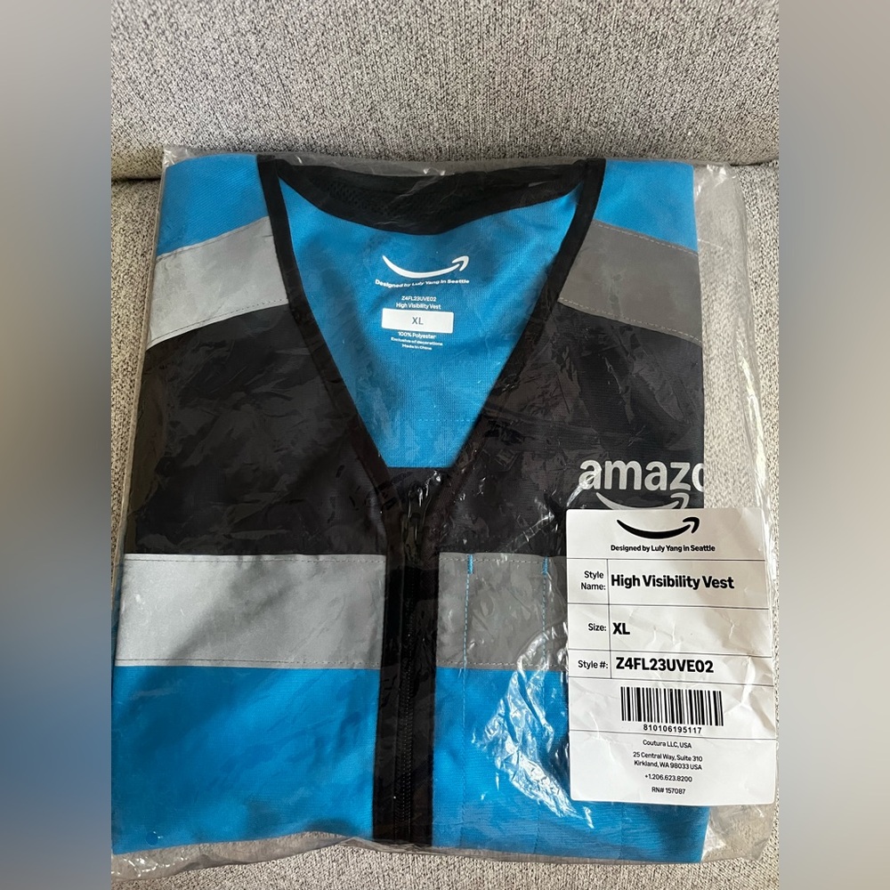 Amazon Blue and Black Reflective Vest XL